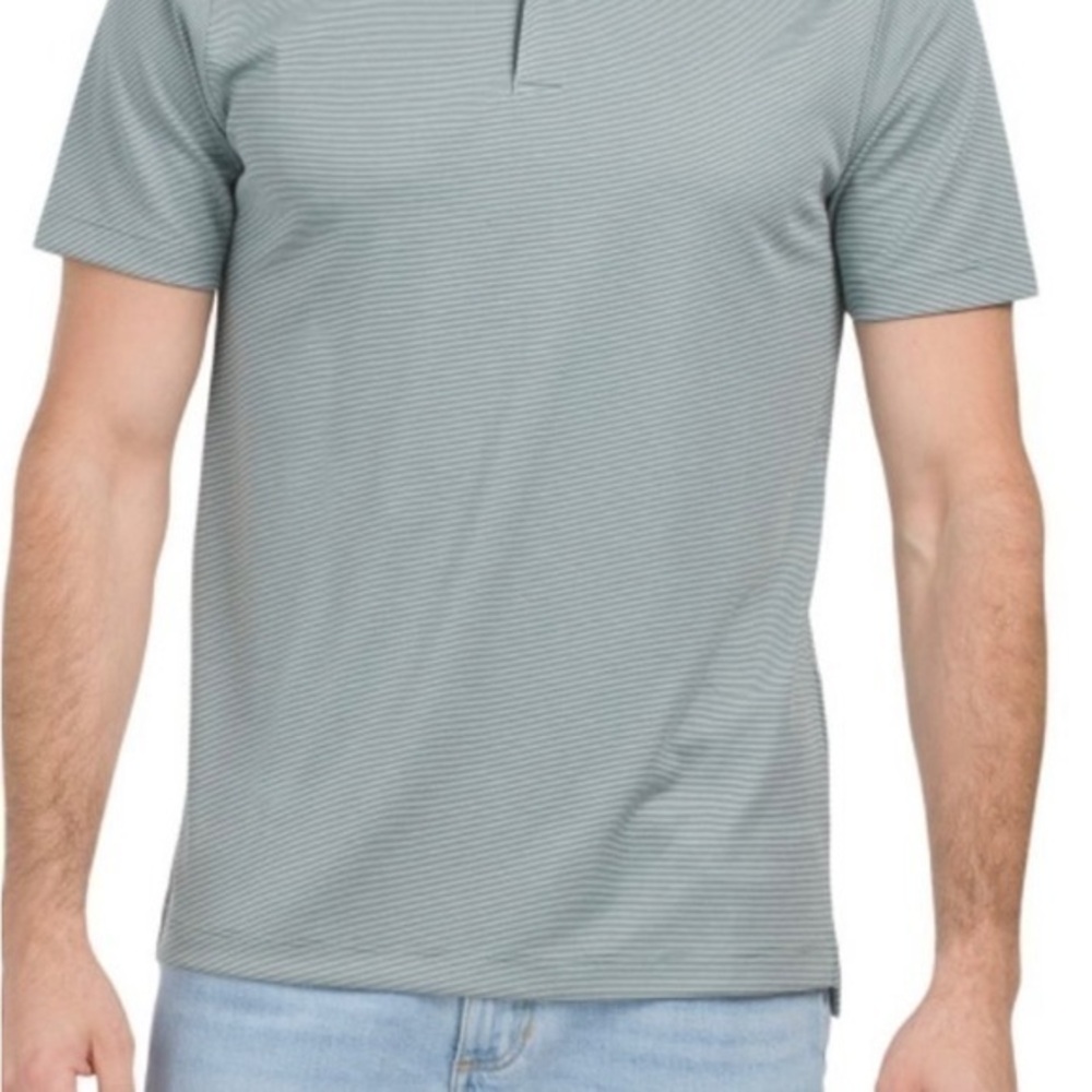 New men’s theory polo balsam green white atlas shirt size L large